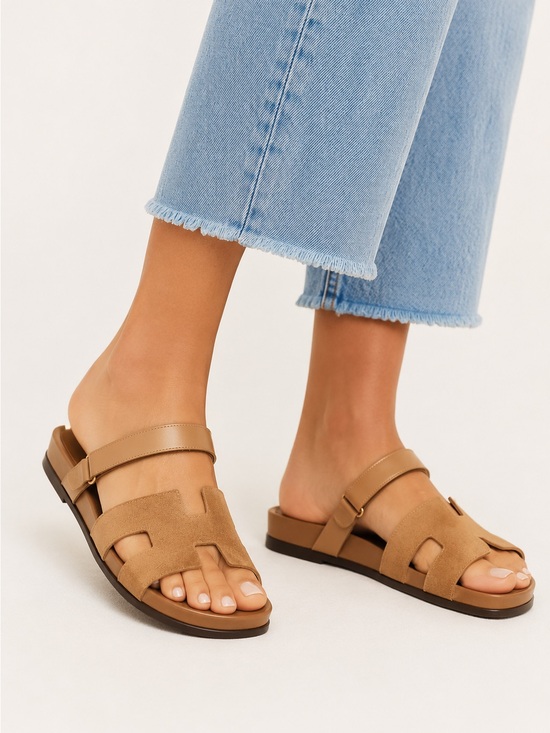 Steve Madden Shoes - Steve Madden Harken Tan Cognac Leather Sandals H-cut Double Strap Size 8